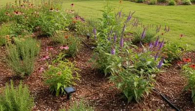 Organic landscape beds with native plants and natural mulch by Chop Chop Landscaping in Austin, TX