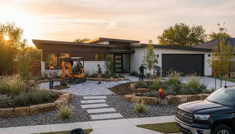 Landscaping team serving Austin, TX with professional lawn care and outdoor maintenance services