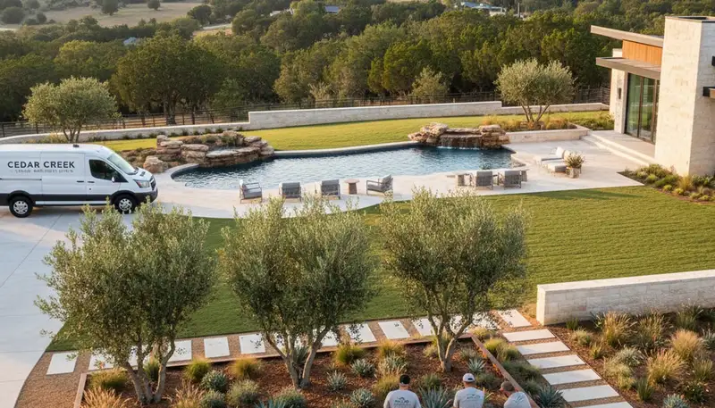 Landscaping crew serving Austin, TX with professional yard maintenance and outdoor care