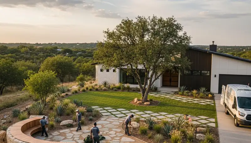Landscape crew providing professional landscaping services in Austin, TX