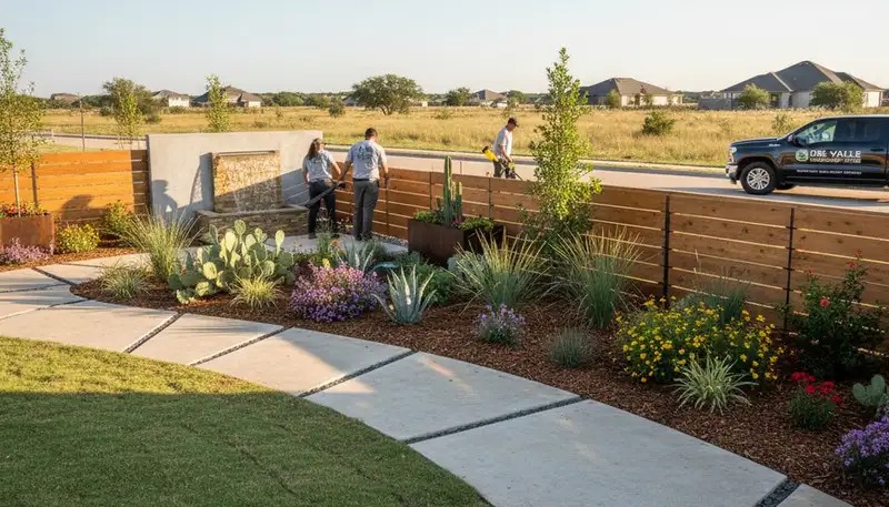 Landscaping crew serving Austin, TX with professional lawn care and landscape maintenance