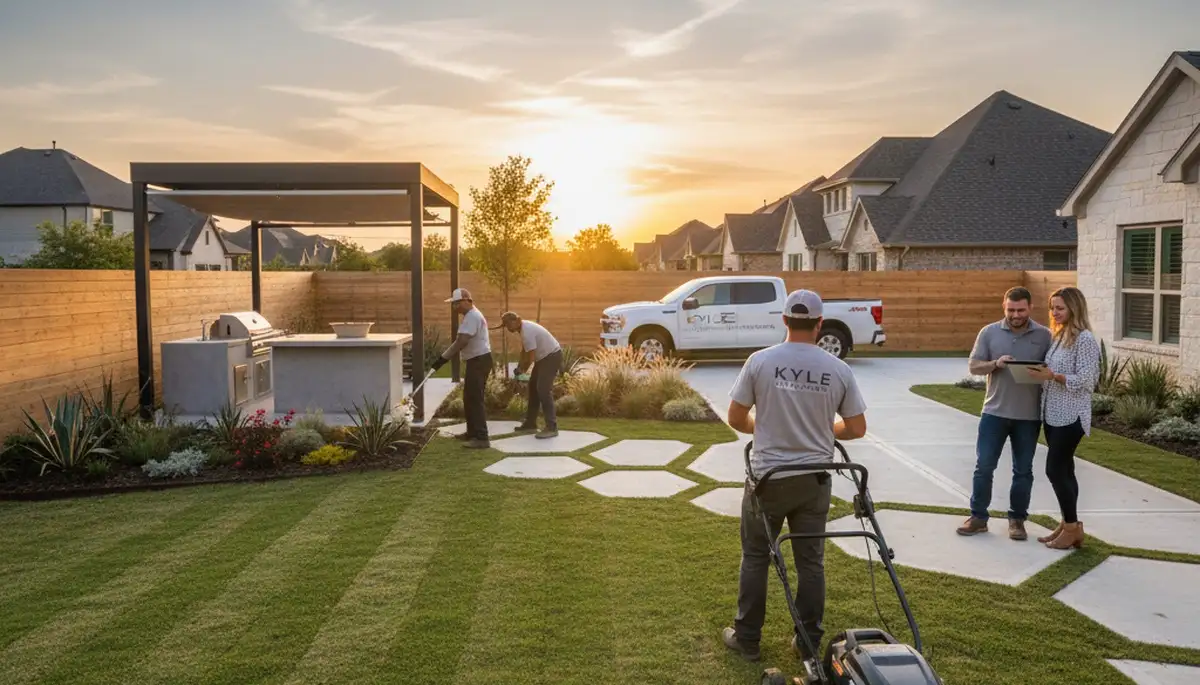 Austin TX landscaping service team enhancing outdoor property with professional lawn care and garden maintenance