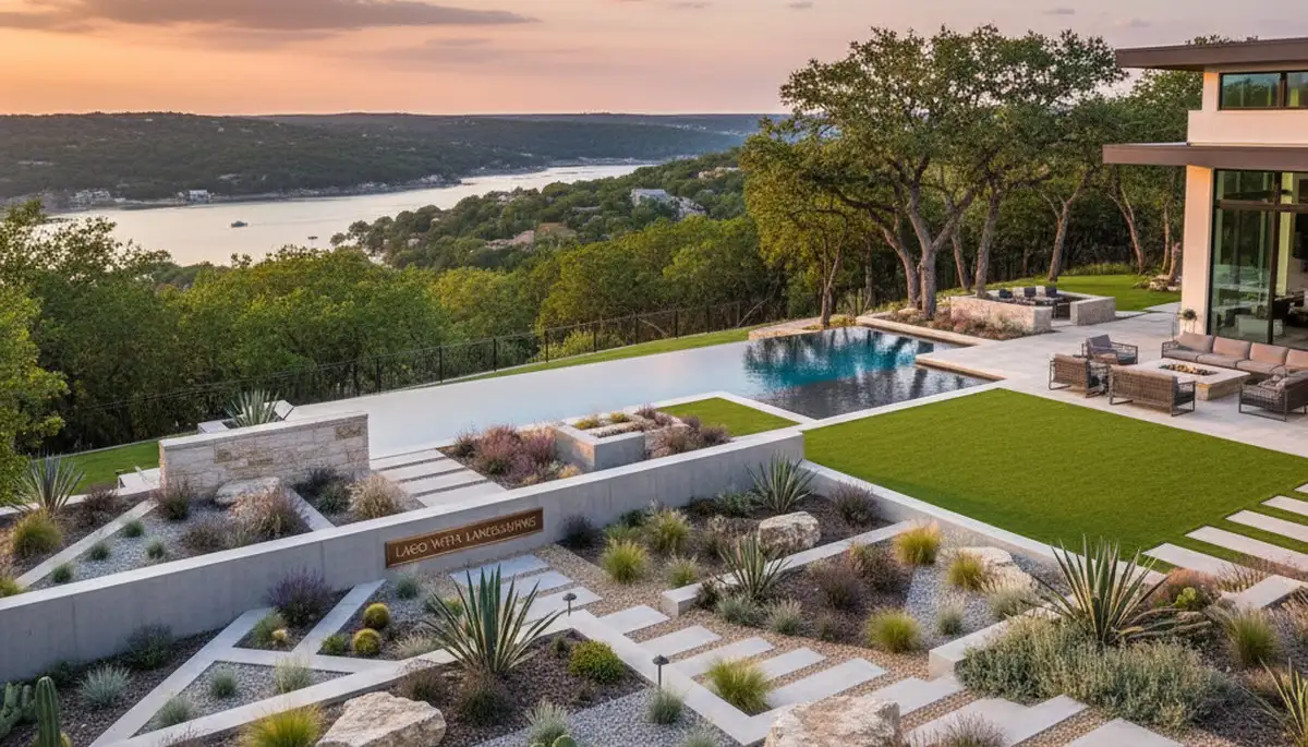 Austin, TX landscaping crew providing professional lawn care and landscape maintenance services