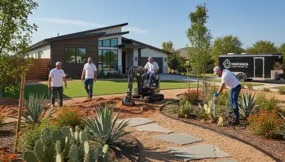 Landscaping crew in Austin, TX providing professional lawn and garden maintenance services