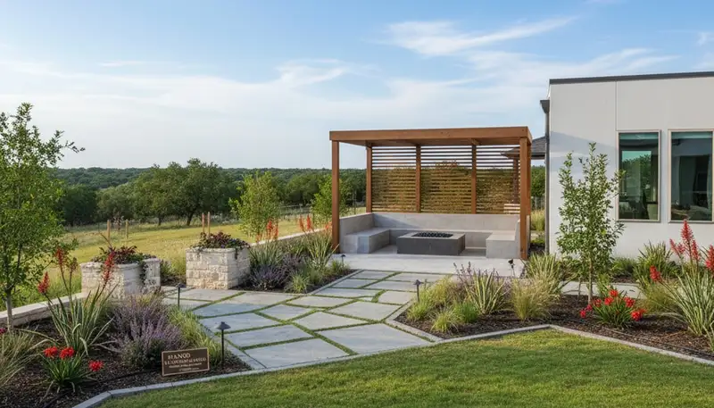 Landscaping crew providing lawn care and yard maintenance in Austin, TX