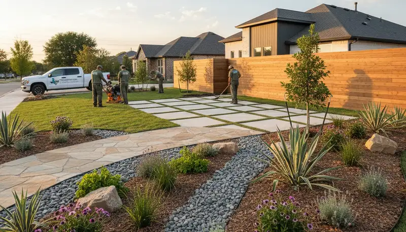 Austin, TX landscaping crew providing professional yard maintenance and outdoor property care