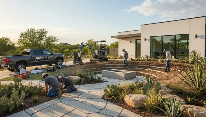 Landscaping team serving Austin, TX with professional lawn and garden maintenance services