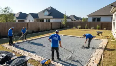 Professional shed foundation and base preparation by landscapers in Austin, TX